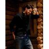 imagePJ PAUL JONES Mens Cardigan Sweater Button Down Stand Collar Cardigans Long Sleeve Cable Knit SweatersBlack
