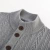 imagePJ PAUL JONES Mens Cardigan Sweater Button Down Stand Collar Cardigans Long Sleeve Cable Knit SweatersLight Grey