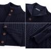 imagePJ PAUL JONES Mens Cardigan Sweater Button Down Stand Collar Cardigans Long Sleeve Cable Knit SweatersNavy Blue