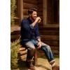 imagePJ PAUL JONES Mens Cardigan Sweater Button Down Stand Collar Cardigans Long Sleeve Cable Knit SweatersNavy Blue