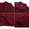 imagePJ PAUL JONES Mens Cardigan Sweater Button Down Stand Collar Cardigans Long Sleeve Cable Knit SweatersWine Red