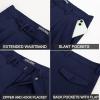 imagePJ PAUL JONES Mens Dress Pants Vintage Pleated Tapered Cropped Trousers Extended Waist Dress Pant Casual SlacksDark Blue
