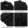 imagePJ PAUL JONES Mens Full Zip Cardigan Sweaters Casual Stand Collar Cardigan Slim Fit Knitted SweaterBlack