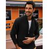 imagePJ PAUL JONES Mens Full Zip Cardigan Sweaters Casual Stand Collar Cardigan Slim Fit Knitted SweaterBlack