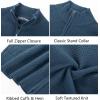 imagePJ PAUL JONES Mens Full Zip Cardigan Sweaters Casual Stand Collar Cardigan Slim Fit Knitted SweaterBlue Grey