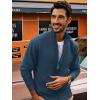 imagePJ PAUL JONES Mens Full Zip Cardigan Sweaters Casual Stand Collar Cardigan Slim Fit Knitted SweaterBlue Grey