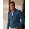 imagePJ PAUL JONES Mens Full Zip Cardigan Sweaters Casual Stand Collar Cardigan Slim Fit Knitted SweaterBlue Grey