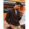 imagePJ PAUL JONES Mens Full Zip Cardigan Sweaters Casual Stand Collar Cardigan Slim Fit Knitted SweaterCoffee