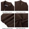 imagePJ PAUL JONES Mens Full Zip Cardigan Sweaters Casual Stand Collar Cardigan Slim Fit Knitted SweaterCoffee