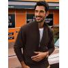 imagePJ PAUL JONES Mens Full Zip Cardigan Sweaters Casual Stand Collar Cardigan Slim Fit Knitted SweaterCoffee