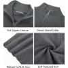 imagePJ PAUL JONES Mens Full Zip Cardigan Sweaters Casual Stand Collar Cardigan Slim Fit Knitted SweaterDark Grey