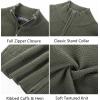 imagePJ PAUL JONES Mens Full Zip Cardigan Sweaters Casual Stand Collar Cardigan Slim Fit Knitted SweaterGrey Green