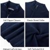 imagePJ PAUL JONES Mens Full Zip Cardigan Sweaters Casual Stand Collar Cardigan Slim Fit Knitted SweaterNavy Blue