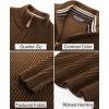 imagePJ PAUL JONES Mens Quarter Zip Pullover Sweaters Casual Knit Twill Texture SweaterCoffee