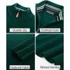 imagePJ PAUL JONES Mens Quarter Zip Pullover Sweaters Casual Knit Twill Texture SweaterGreen