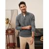 imagePJ PAUL JONES Mens Quarter Zip Pullover Sweaters Casual Knit Twill Texture SweaterGrey