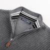 imagePJ PAUL JONES Mens Quarter Zip Pullover Sweaters Casual Knit Twill Texture SweaterGrey