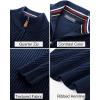 imagePJ PAUL JONES Mens Quarter Zip Pullover Sweaters Casual Knit Twill Texture SweaterNavy Blue