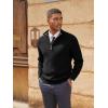 imagePJ PAUL JONES Mens Quarter Zip Pullover Sweaters Casual Texture Mock Neck Polo SweaterBlack