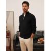 imagePJ PAUL JONES Mens Quarter Zip Pullover Sweaters Casual Texture Mock Neck Polo SweaterBlack