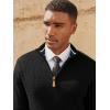 imagePJ PAUL JONES Mens Quarter Zip Pullover Sweaters Casual Texture Mock Neck Polo SweaterBlack
