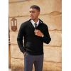 imagePJ PAUL JONES Mens Quarter Zip Pullover Sweaters Casual Texture Mock Neck Polo SweaterBlack