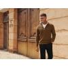 imagePJ PAUL JONES Mens Quarter Zip Pullover Sweaters Casual Texture Mock Neck Polo SweaterCoffee
