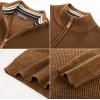 imagePJ PAUL JONES Mens Quarter Zip Pullover Sweaters Casual Texture Mock Neck Polo SweaterCoffee