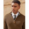 imagePJ PAUL JONES Mens Quarter Zip Pullover Sweaters Casual Texture Mock Neck Polo SweaterCoffee
