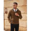imagePJ PAUL JONES Mens Quarter Zip Pullover Sweaters Casual Texture Mock Neck Polo SweaterCoffee