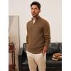 imagePJ PAUL JONES Mens Quarter Zip Pullover Sweaters Casual Texture Mock Neck Polo SweaterCoffee