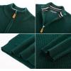 imagePJ PAUL JONES Mens Quarter Zip Pullover Sweaters Casual Texture Mock Neck Polo SweaterDark Green