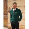 imagePJ PAUL JONES Mens Quarter Zip Pullover Sweaters Casual Texture Mock Neck Polo SweaterDark Green