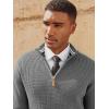 imagePJ PAUL JONES Mens Quarter Zip Pullover Sweaters Casual Texture Mock Neck Polo SweaterGrey