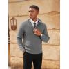 imagePJ PAUL JONES Mens Quarter Zip Pullover Sweaters Casual Texture Mock Neck Polo SweaterGrey