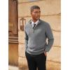 imagePJ PAUL JONES Mens Quarter Zip Pullover Sweaters Casual Texture Mock Neck Polo SweaterGrey