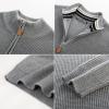 imagePJ PAUL JONES Mens Quarter Zip Pullover Sweaters Casual Texture Mock Neck Polo SweaterGrey