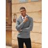 imagePJ PAUL JONES Mens Quarter Zip Pullover Sweaters Casual Texture Mock Neck Polo SweaterGrey