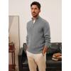 imagePJ PAUL JONES Mens Quarter Zip Pullover Sweaters Casual Texture Mock Neck Polo SweaterGrey