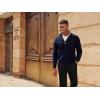 imagePJ PAUL JONES Mens Quarter Zip Pullover Sweaters Casual Texture Mock Neck Polo SweaterNavy Blue