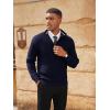 imagePJ PAUL JONES Mens Quarter Zip Pullover Sweaters Casual Texture Mock Neck Polo SweaterNavy Blue