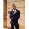 imagePJ PAUL JONES Mens Quarter Zip Pullover Sweaters Casual Texture Mock Neck Polo SweaterNavy Blue