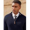 imagePJ PAUL JONES Mens Quarter Zip Pullover Sweaters Casual Texture Mock Neck Polo SweaterNavy Blue