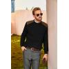 imagePJ PAUL JONES Mens Sweater Military Cable Knit Crewneck Vintage Long Sleeve Pulllover Sweaters with Suede PatchworkBlack