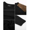 imagePJ PAUL JONES Mens Sweater Military Cable Knit Crewneck Vintage Long Sleeve Pulllover Sweaters with Suede PatchworkBlack