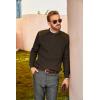imagePJ PAUL JONES Mens Sweater Military Cable Knit Crewneck Vintage Long Sleeve Pulllover Sweaters with Suede PatchworkCoffee