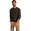 imagePJ PAUL JONES Mens Sweater Military Cable Knit Crewneck Vintage Long Sleeve Pulllover Sweaters with Suede PatchworkCoffee