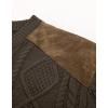 imagePJ PAUL JONES Mens Sweater Military Cable Knit Crewneck Vintage Long Sleeve Pulllover Sweaters with Suede PatchworkCoffee