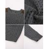 imagePJ PAUL JONES Mens Sweater Military Cable Knit Crewneck Vintage Long Sleeve Pulllover Sweaters with Suede PatchworkDark Grey