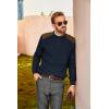 imagePJ PAUL JONES Mens Sweater Military Cable Knit Crewneck Vintage Long Sleeve Pulllover Sweaters with Suede PatchworkNavy Blue